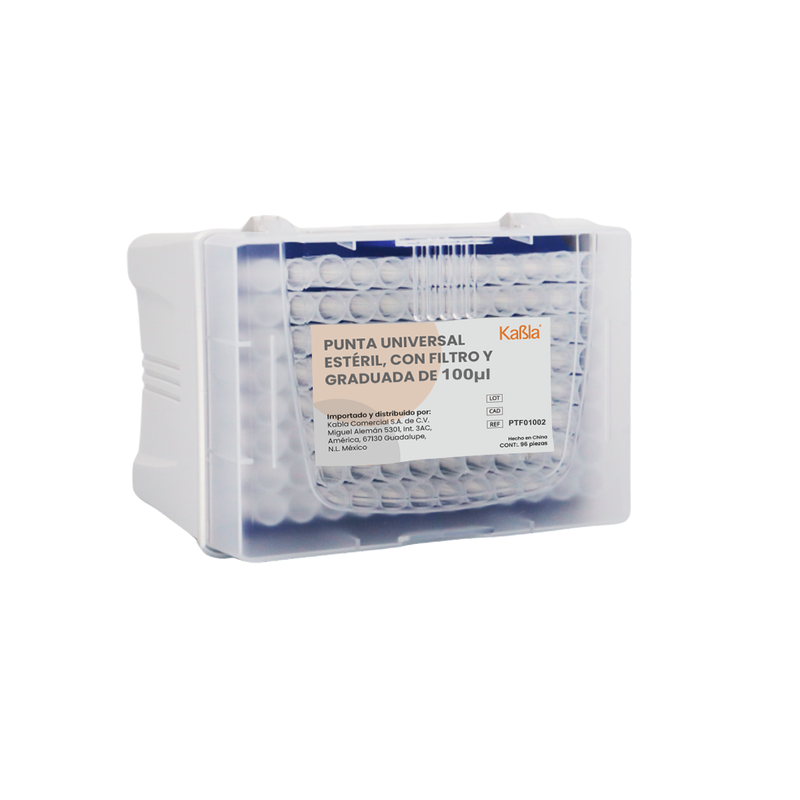 Cargue la imagen en el visor de la galería, Puntas para Micropipeta con filtro de 100 uL, graduadas Kabla - 10 racks de 96 piezas