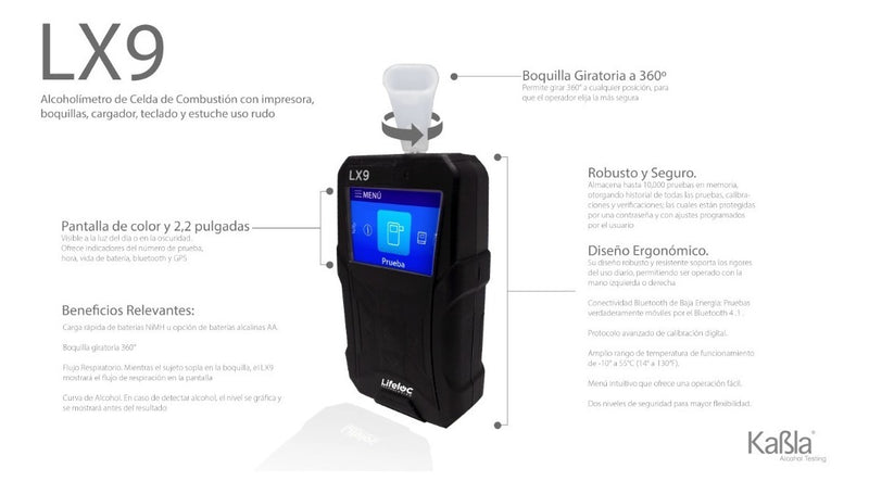 Cargue la imagen en el visor de la galería, Alcoholímetro Profesional Lx9 Lifeloc, con Bluetooth, Impresora y Batería recargable