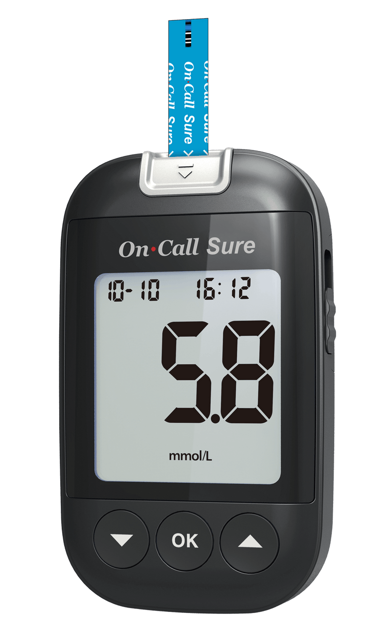 Cargue la imagen en el visor de la galería, Kit On Call Sure - Medidor, 100 Tiras, 100 Lancetas, 1 Portalancetas