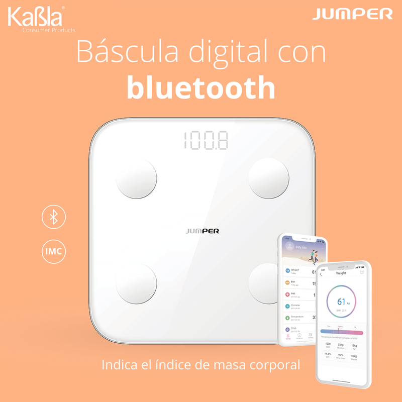 Cargue la imagen en el visor de la galería, Báscula Jumper con Bluetooth e Indicador de Indice de Masa Corporal