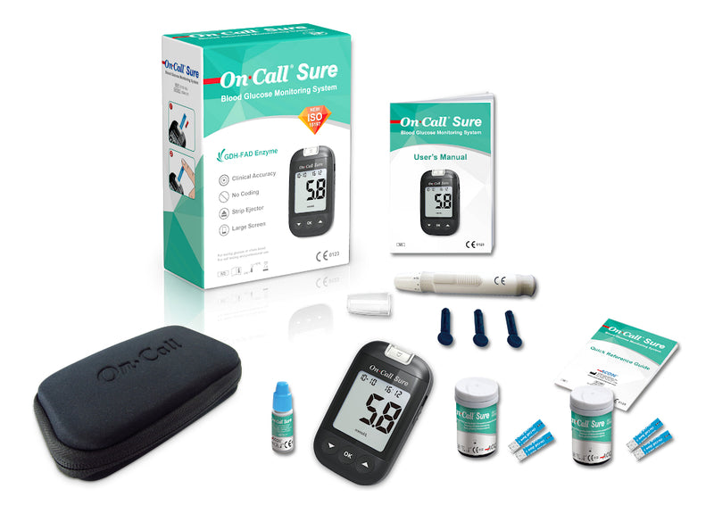 Cargue la imagen en el visor de la galería, Kit On Call Sure - Medidor, 100 Tiras, 100 Lancetas, 1 Portalancetas