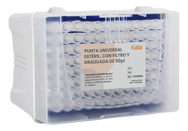 Cargue la imagen en el visor de la galería, Puntas para Micropipeta con filtro de 50 uL, graduadas Kabla - 10 racks de 96 piezas
