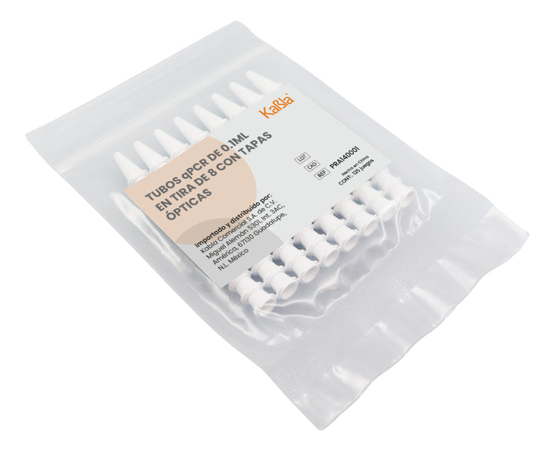 Cargue la imagen en el visor de la galería, Tubos qPCR de 0.1 mL en tiras de 8 con tapas ópticas Kabla - con 125