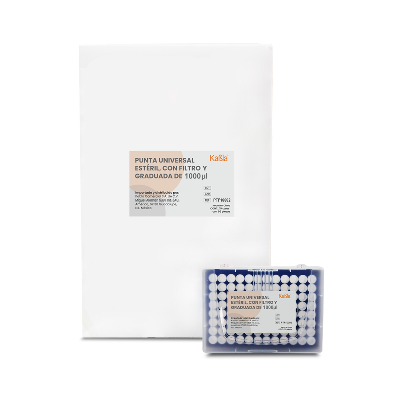 Cargue la imagen en el visor de la galería, Puntas para Micropipeta con filtro de 1000 uL, graduadas Kabla - 10 racks de 96 piezas