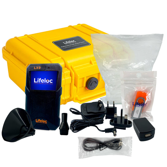 Alcoholímetro LX9 Lifeloc con batería recargable y boquillas