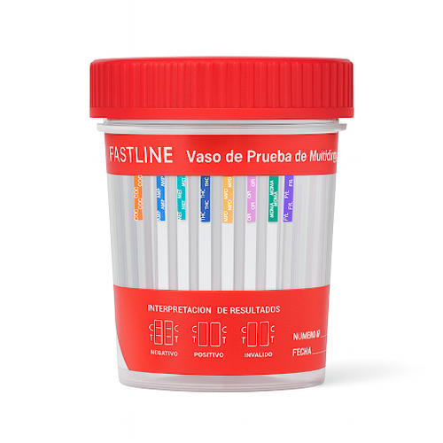 Frasco de 8 parámetros (AMP/COC/FYL/MDMA/MET/MPD/OPI/THC) Fastline - Kit con 25