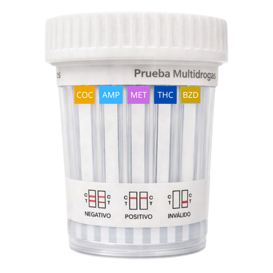 Frasco de 5 parámetros (COC/AMP/MET/THC/BZD) One Second - Kit con 25