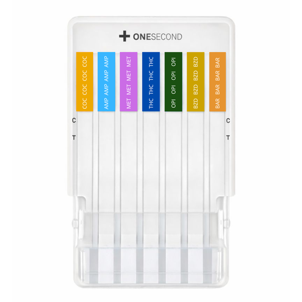 Panel de 7 parámetros (COC/AMP/MET/THC/OPI/BZD/BAR) One Second - Kit con 25