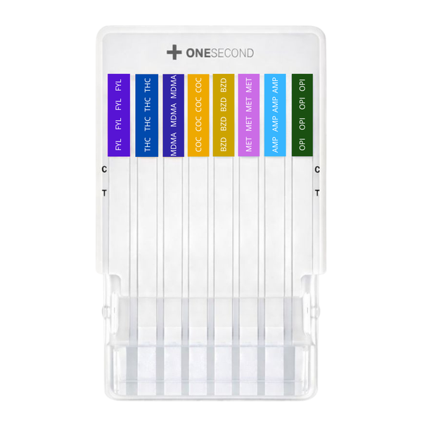 Panel de 8 parámetros (FYL/THC/MDMA/COC/BZD/MET/AMP/OPI) One Second - Kit con 25