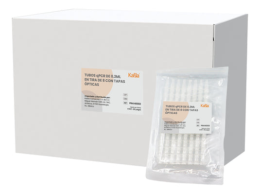 Tubos qPCR de 0.2 mL en tiras de 8 con tapas ópticas Kabla - con 125