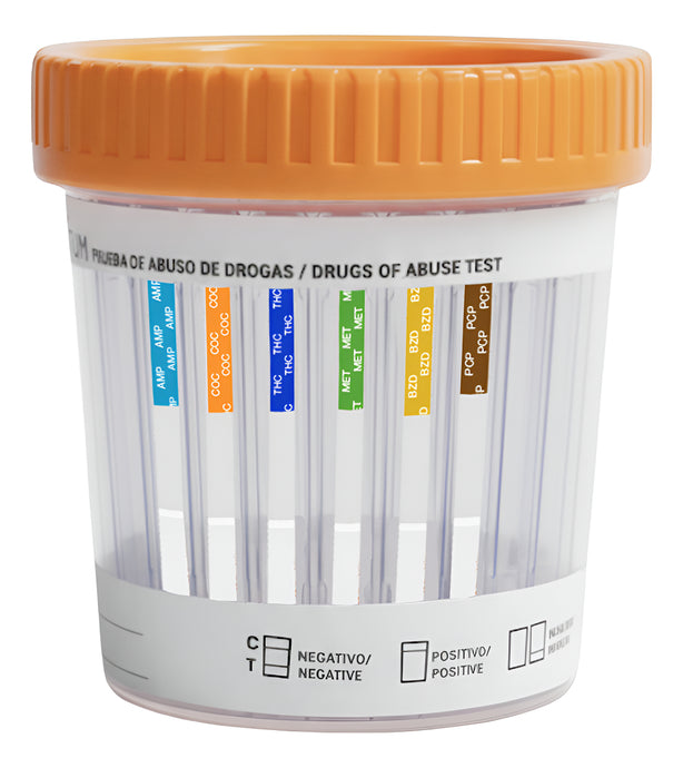 Frasco Simple Cup de 6 Parámetros (AMP/BZD/COC/MET/PCP/THC) Certum - Kit con 25