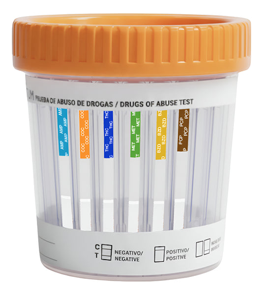 Frasco Simple Cup de 6 Parámetros (AMP/BZD/COC/MET/PCP/THC) Certum - Kit con 25