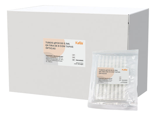 Tubos qPCR de 0.1 mL en tiras de 8 con tapas ópticas Kabla - con 125