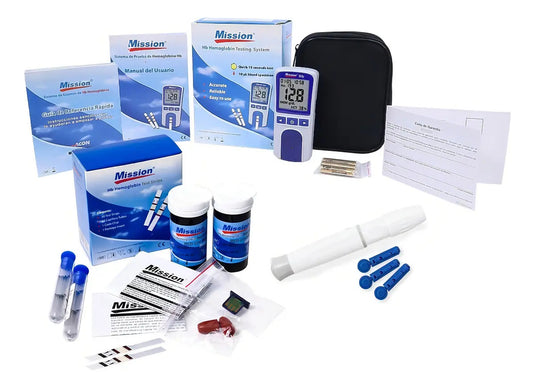 Kit de Hemoglobina Mission HB - Equipo, Tiras, Lancetas y Portalancetas