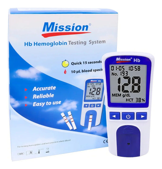 Kit de Hemoglobina Mission HB - Equipo, Tiras, Lancetas y Portalancetas