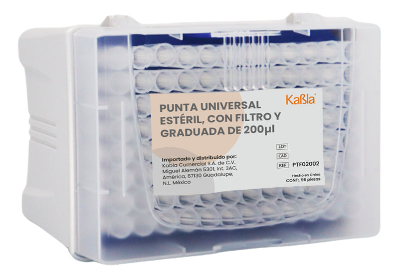 Cargue la imagen en el visor de la galería, Puntas para Micropipeta con filtro de 200 uL, graduadas Kabla - 10 racks de 96 piezas
