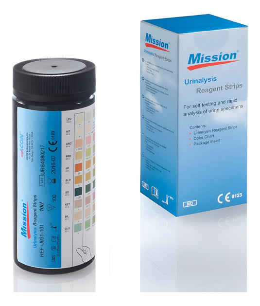 Tiras de Uroanálisis Mission de 11 Parámetros - Kit con 100 pruebas