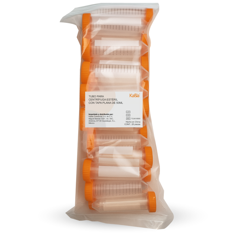 Cargue la imagen en el visor de la galería, Tubo de Centrífuga de 50 mL tipo falcón, tapa plana Kabla - con 25 piezas
