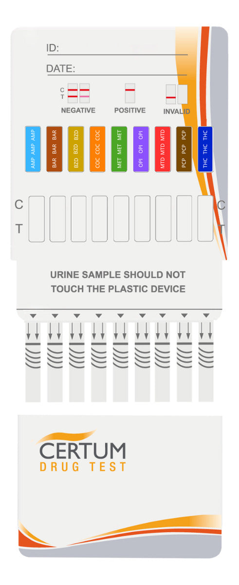 Cargue la imagen en el visor de la galería, Panel de 9 parámetros (AMP/BAR/BZD/COC/MET/MOR/MTD/PCP/THC) Certum - Kit con 25
