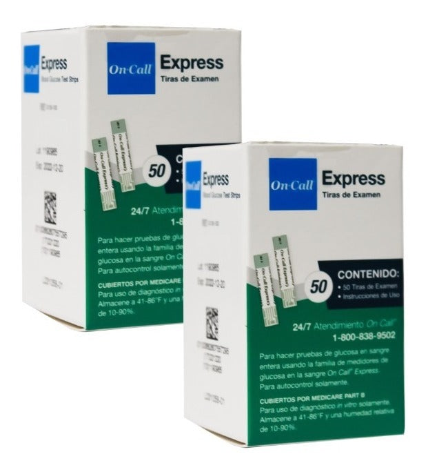 Tiras reactivas para Glucómetro On Call Express - Kit con 100