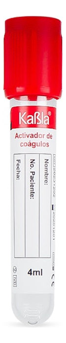 Tubos tipo Vacutainer con Activador de Coágulo de 4 ml Kabla Vacuum Tube - Kit con 100 piezas