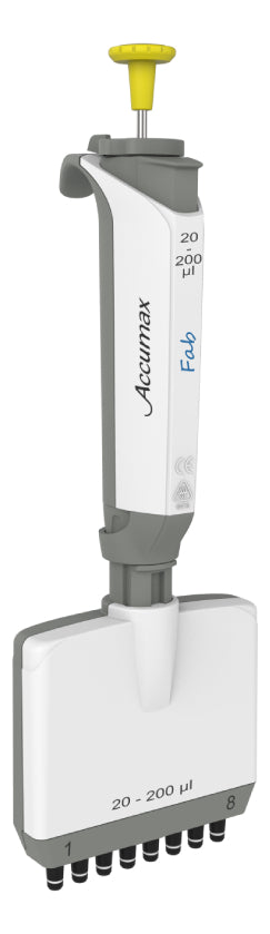 Micropipeta Accumax Fab de 8 canales y volumen de 20 a 200 ul