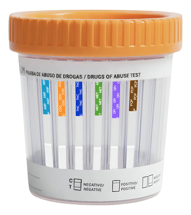 Frasco Simple Cup de 6 Parámetros (AMP/COC/MET/MOR/PCP/THC) Certum - Kit con 25