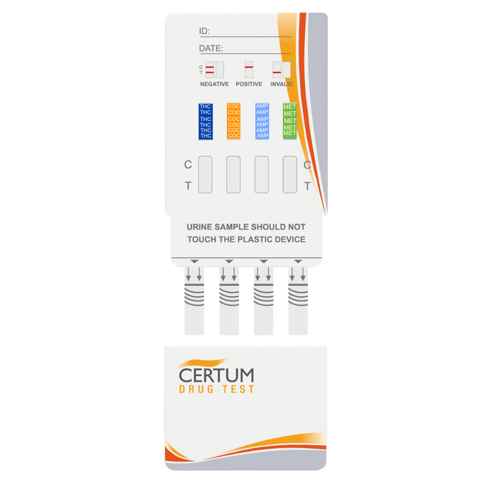 Panel de 4 parámetros (AMP/COC/MET/THC) Certum - Kit con 25