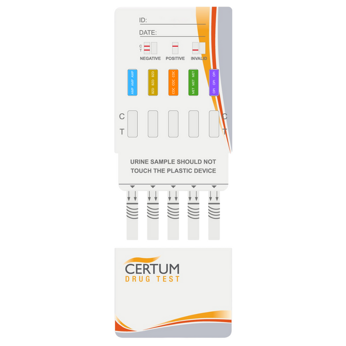 Panel de 5 parámetros (AMP/BZD/COC/MET/OPI) Certum - Kit con 25