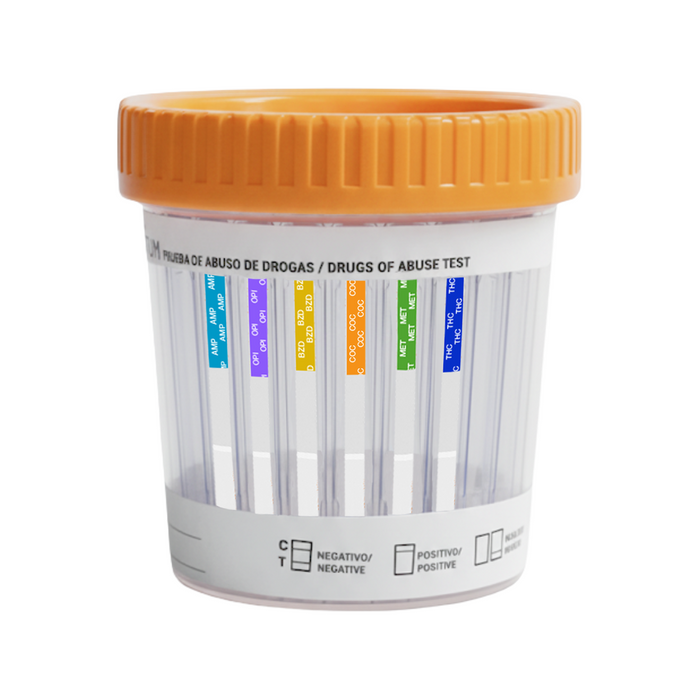 Frasco Simple Cup de 6 parámetros (AMP/OPI/BZD/COC/MET/THC) Certum - Kit con 25