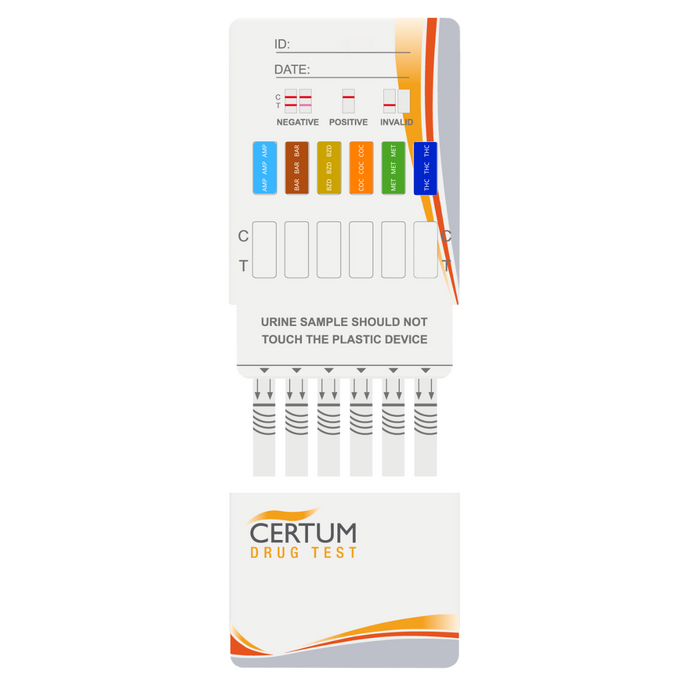 Panel de 6 parámetros (AMP/BAR/BZD/COC/MET/THC) Certum - Kit con 25