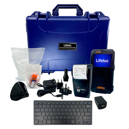 Alcoholímetro LX9 DMS BT Kit Lifeloc, con Bluetooth, Impresora BT, teclado y batería recargable