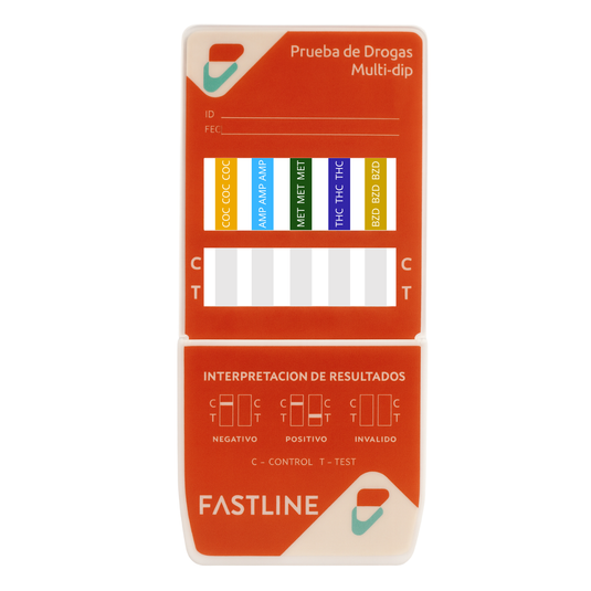 Panel de 5 parámetros (AMP/BZD/COC/MET/THC) Fastline - Kit con 25