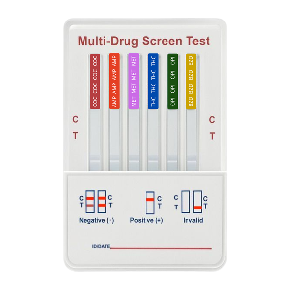 Panel de 6 parámetros (AMP/BZD/COC/MET/OPI/THC) One Second - Kit con 25
