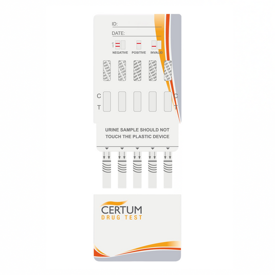 Panel de 5 parámetros (AMP/BZD/COC/MET/THC) Certum - Kit con 25