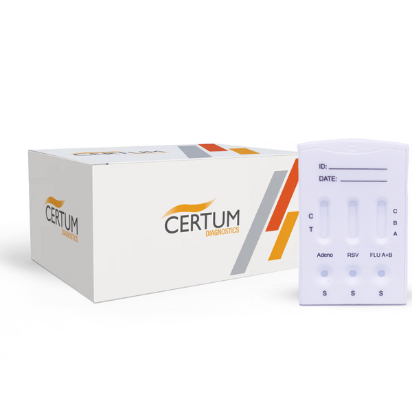 Prueba de Adenovirus, RSV e Influenza A y B Certum - Kit con 10