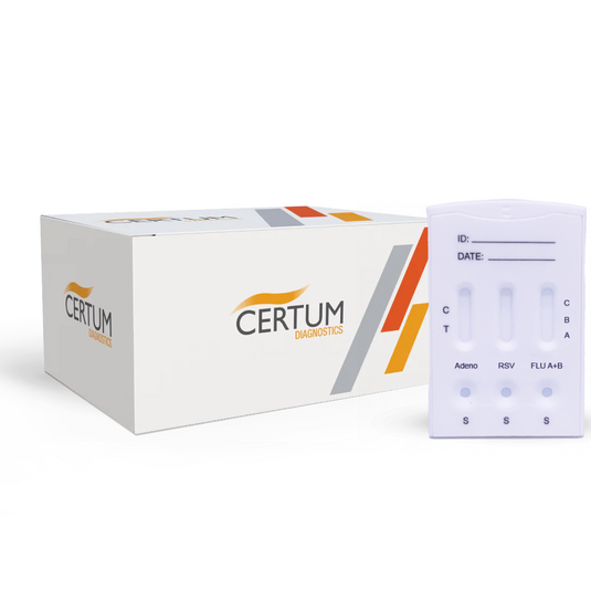 Prueba de Adenovirus, RSV e Influenza A y B Certum - Kit con 10