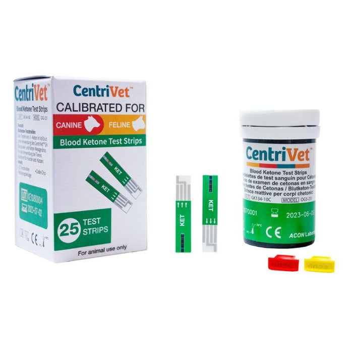 Tiras reactivas de Cetonas en Caninos y Felinos CentriVet GK - Kit con 25
