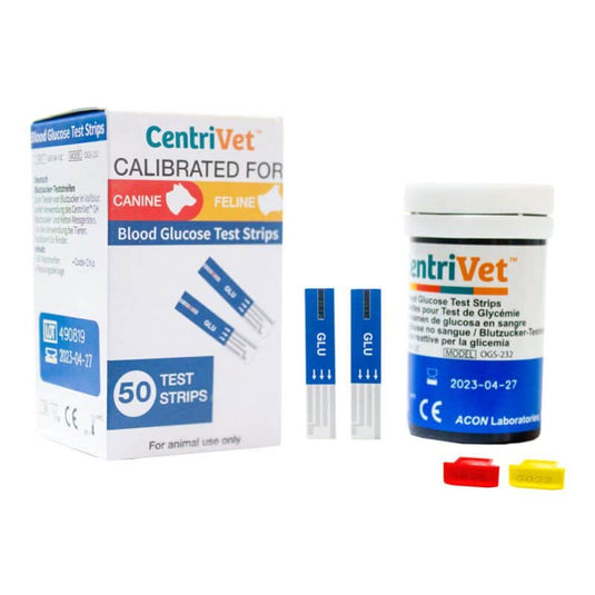 Tiras reactivas de Glucosa en Caninos y Felinos CentriVet GK - Kit con 50