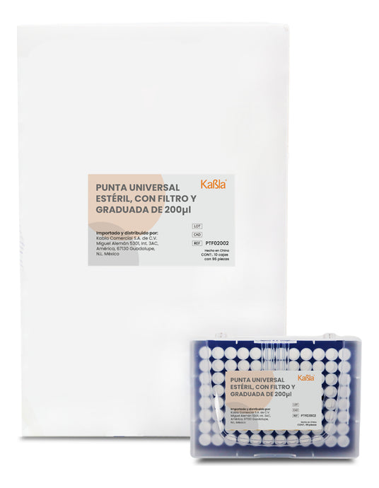 Puntas para Micropipeta con filtro de 200 uL, graduadas Kabla - 10 racks de 96 piezas