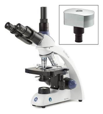 Microscopio Trinocular BioBlue EBB-4253-DC18, con cámara, objetivos de 4, 10, 40, 100x, NeoLed - Euromex