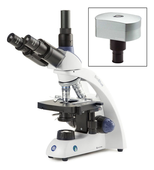 Microscopio Trinocular BioBlue EBB-4253-DC18, con cámara, objetivos de 4, 10, 40, 100x, NeoLed - Euromex