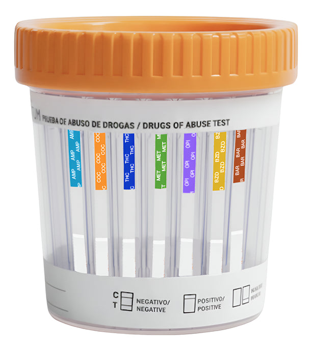 Frasco Simple Cup de 7 Parámetros (AMP/BAR/BZD/COC/MET/MOR/THC) Certum - Kit con 25