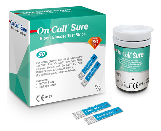 Tiras para Glucómetro On Call Sure Acon - Kit con 50