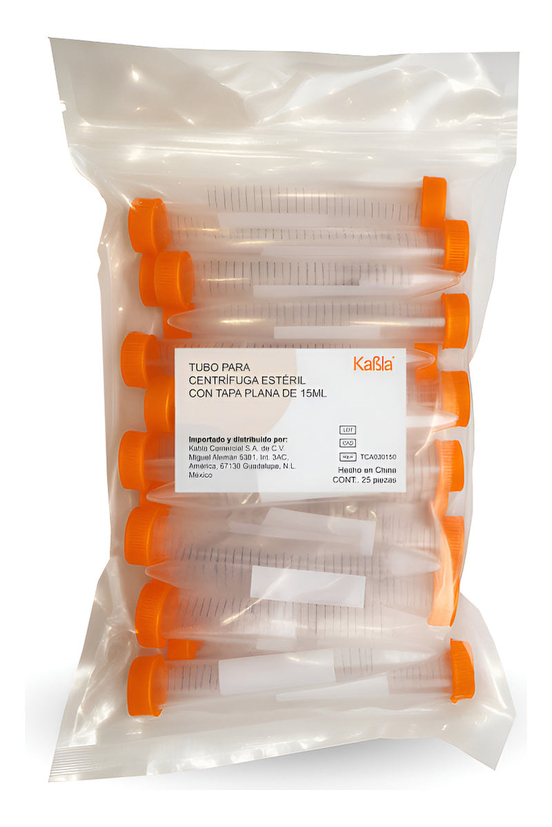 Cargue la imagen en el visor de la galería, Tubo de Centrífuga de 15 mL tipo falcón, tapa plana Kabla - con 25 piezas

