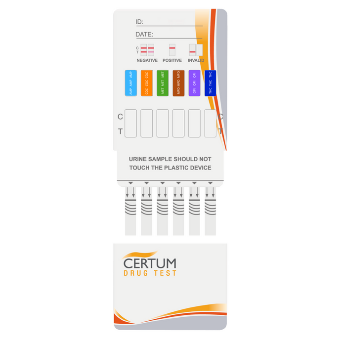 Panel de 6 parámetros (AMP/COC/MET/MPD/OPI/THC) Certum - Kit con 25