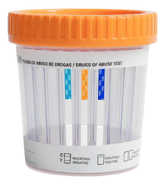 Frasco Simple Cup de 3 Parámetros (AMP/COC/THC) Certum - Kit con 25