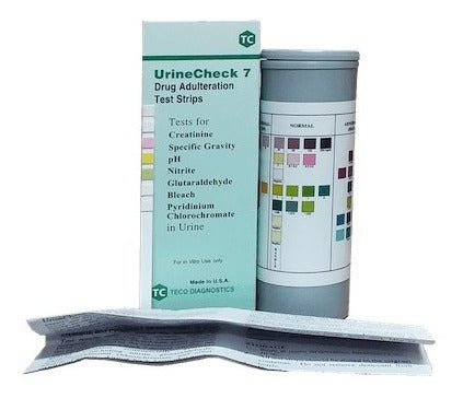 Prueba UrineCheck 7 para Adulterantes en Orina - frasco con 25 tiras