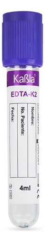 Tubos tipo Vacutainer con EDTA K2 de 4 ml Kabla Vacuum Tube - Kit con 100 piezas