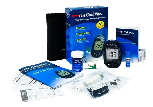 Kit On Call Plus - Incluye Glucómetro, tiras, lancetas y portalancetas